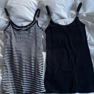 Guess Black Solid & Black-White Striped Camisole Duo